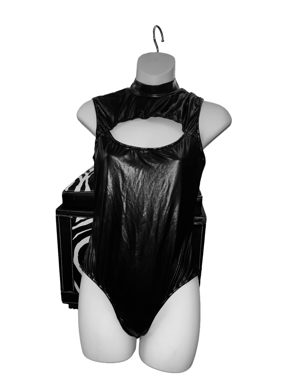 iEFiEL High-Neck Black Cutout One-Piece Bodysuit